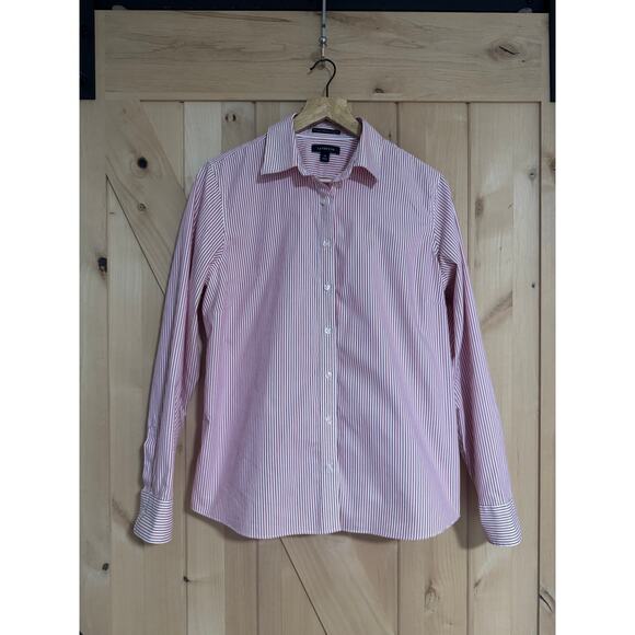 Lands' End Tops - Land's End | No Iron Pintuck Oxford Red White Striped Dress Shirt | Size 14